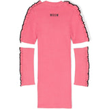 Abito MSGM Kids con Ruches Rosa Bubblegum e Nero: Design Elegante e Dettagli Unici