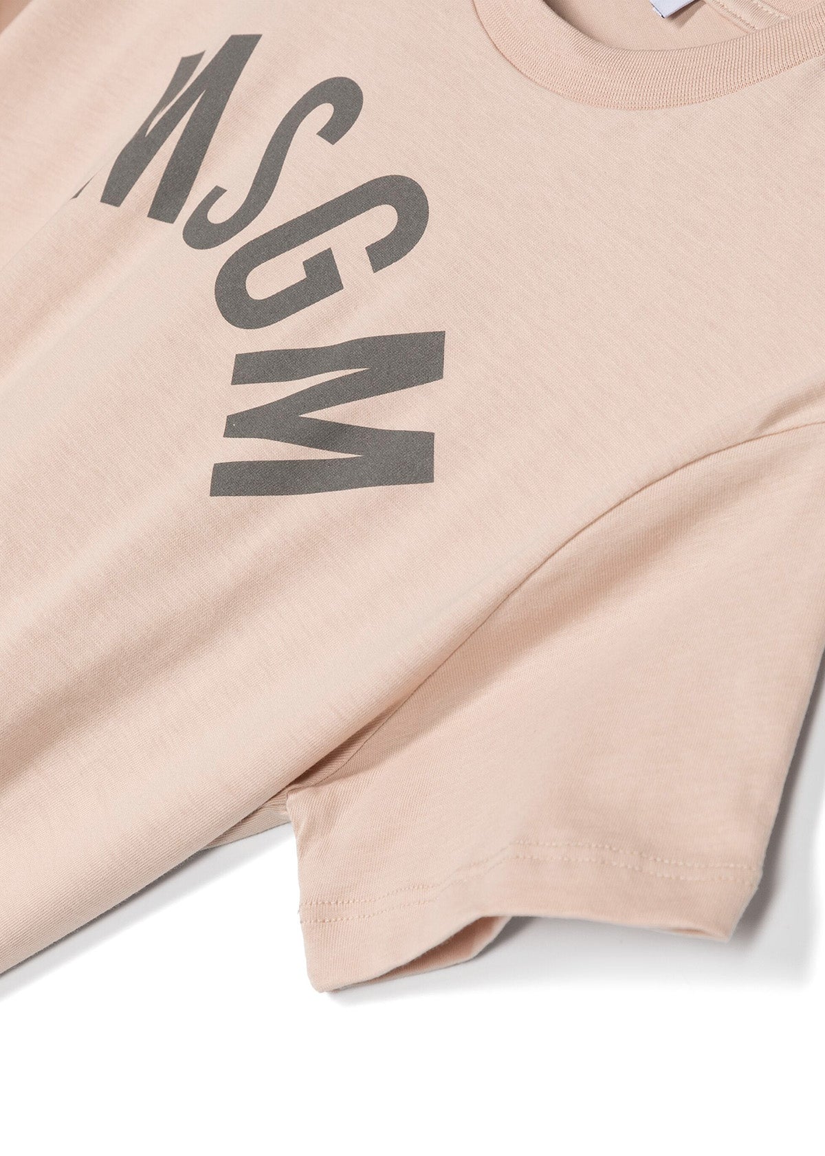 MSGM Kids T-Shirt Beige con Stampa Logo