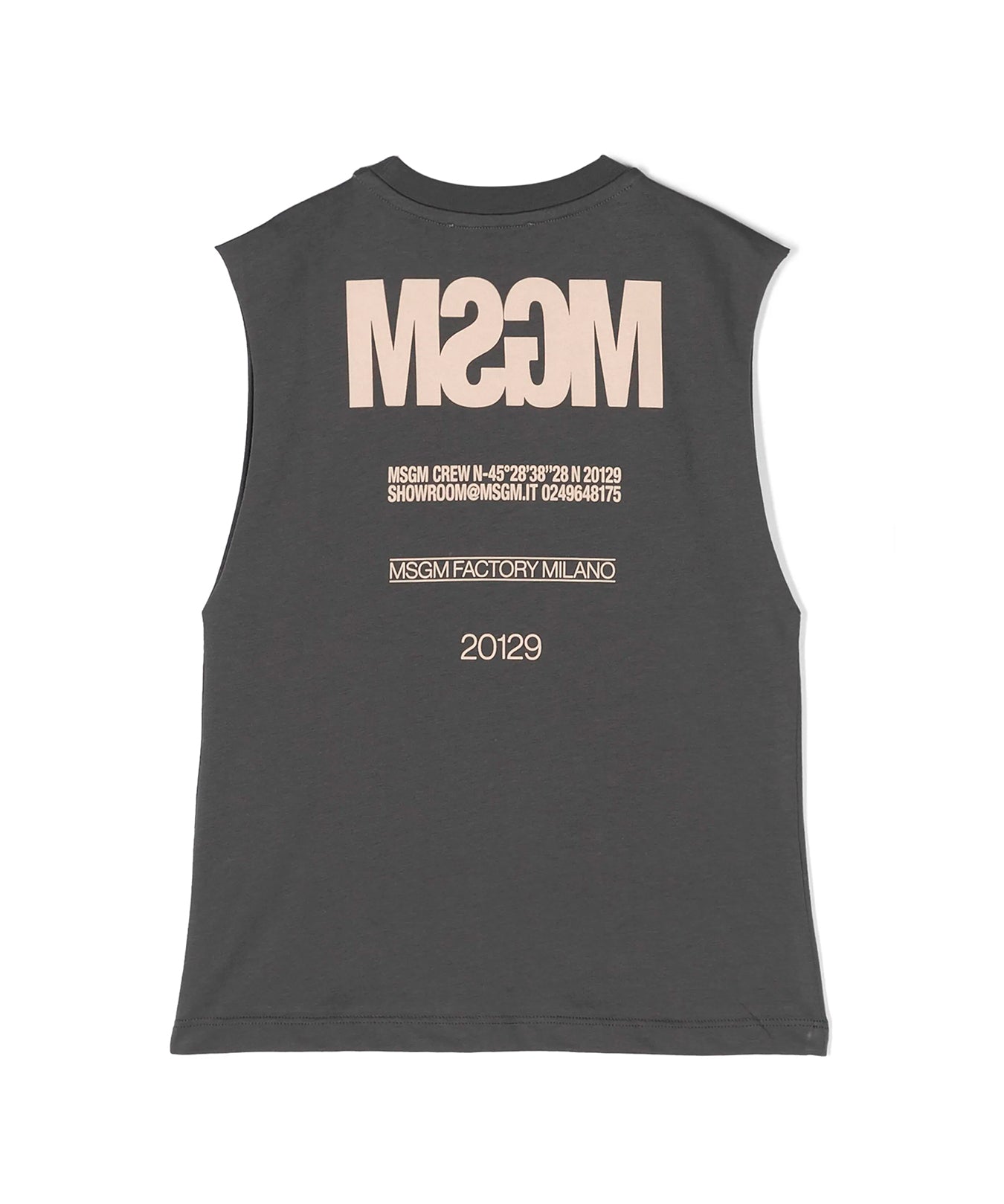MSGM Kids Canotta Piombo con stampa Logo per Bambini