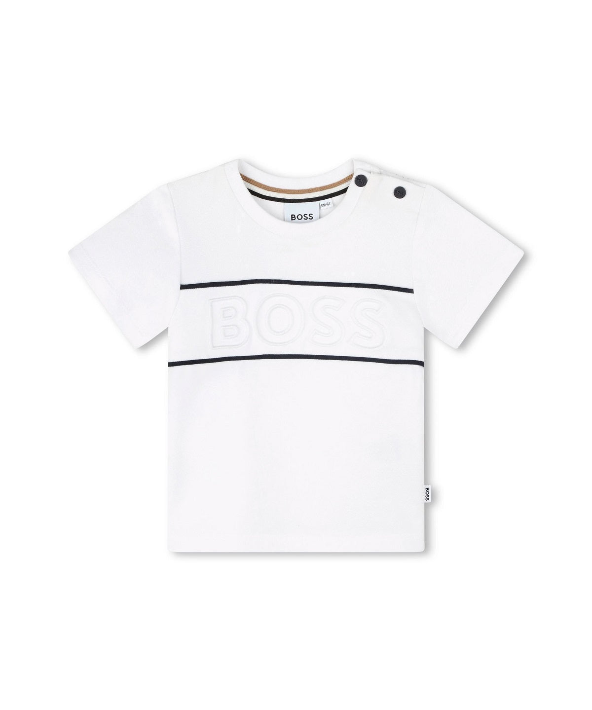 Boss Kids T-Shirt Bianca con Stampa per Neonati