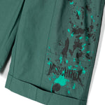 Moschino Kids Bermuda Verde con Stampa Vernice per Bambini