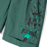 Moschino Kids Bermuda Verde con Stampa Vernice per Bambini