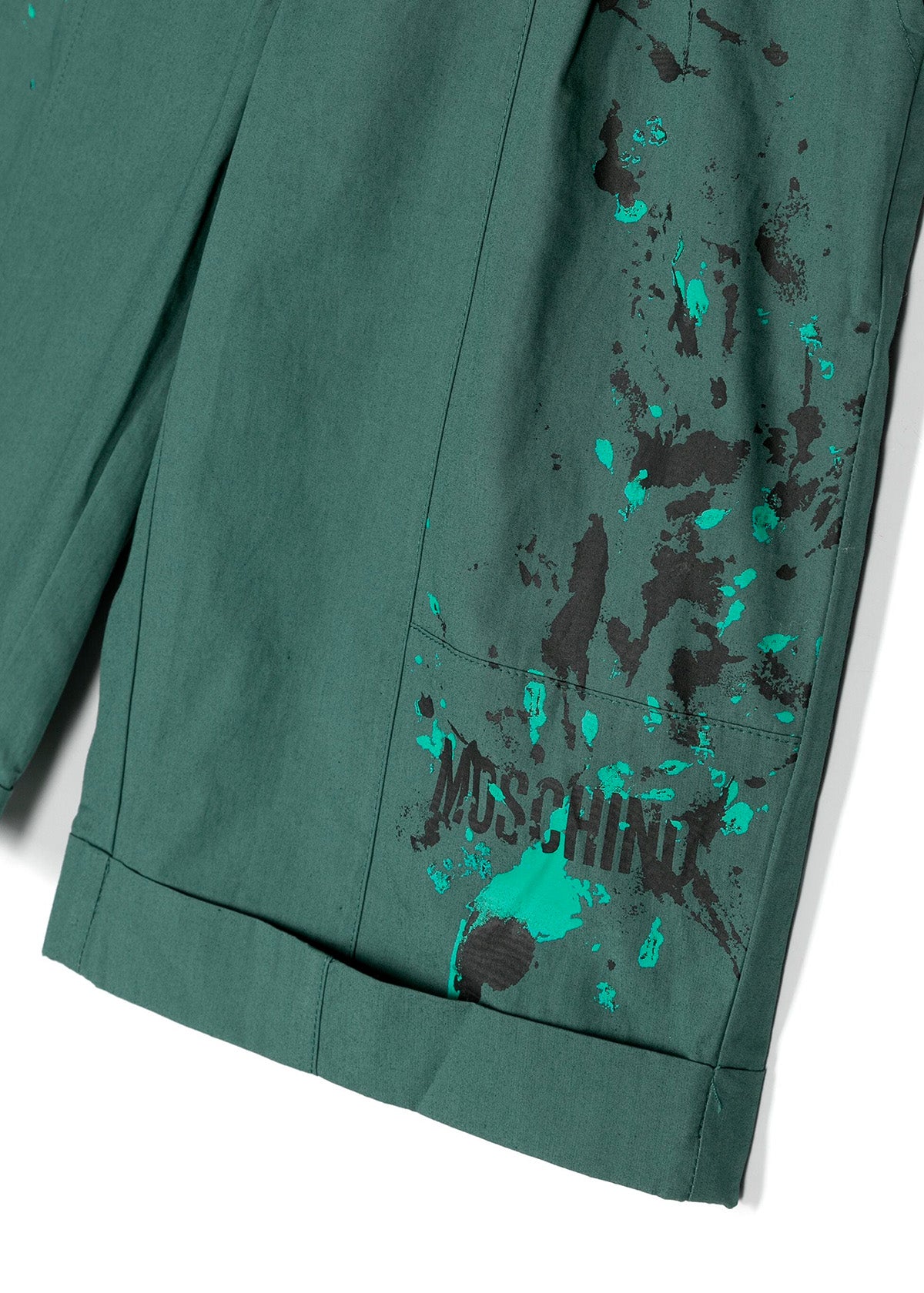 Moschino Kids Bermuda Verde con Stampa Vernice per Bambini