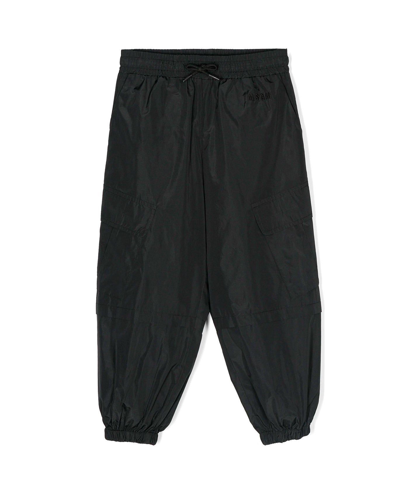 Msgm Kids Pantalone Parachute Cargo Nero per Bambine