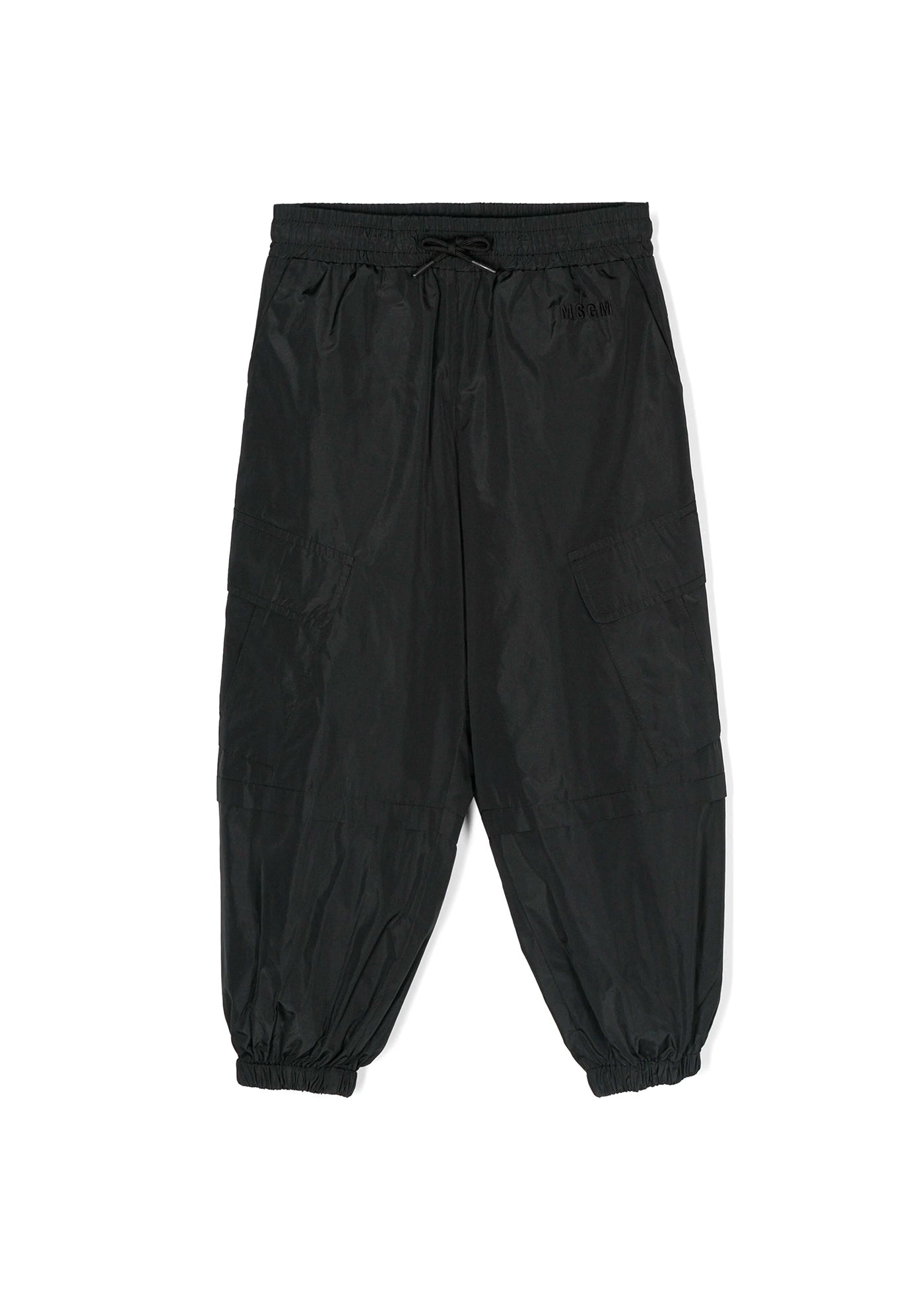 Msgm Kids Pantalone Parachute Cargo Nero per Bambine