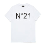 N°21 Kids White T-Shirt with Logo Print