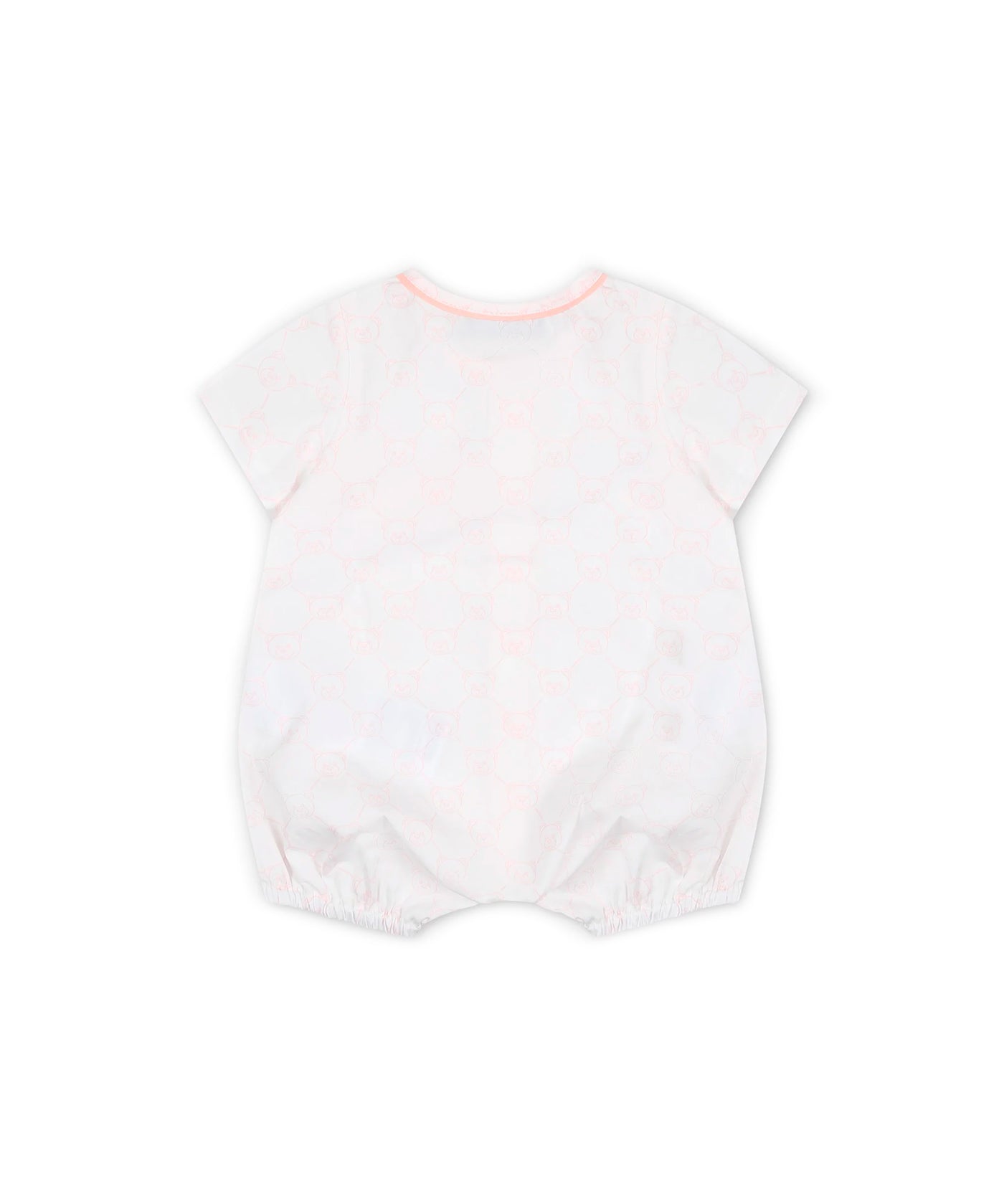Moschino Kids Pagliaccetto Toy Quilted Bianco/Rosa con Stampa All-over