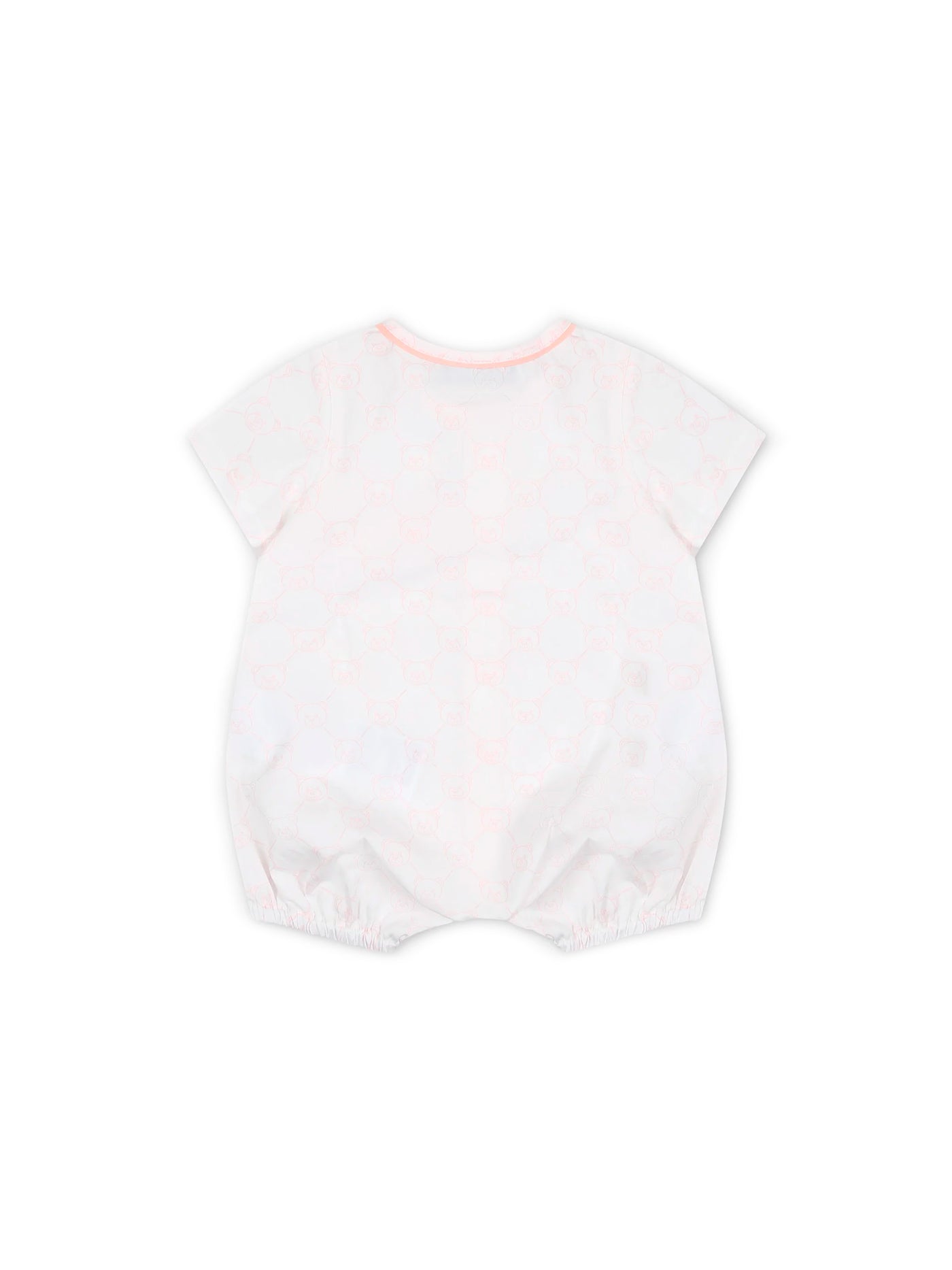 Moschino Kids Pagliaccetto Toy Quilted Bianco/Rosa con Stampa All-over