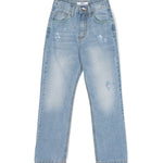 MSGM Kids Jeans a Sigaretta per Bambini | Effetto Consumato | Blu Chiaro