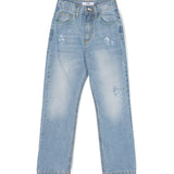 MSGM Kids Jeans a Sigaretta per Bambini | Effetto Consumato | Blu Chiaro