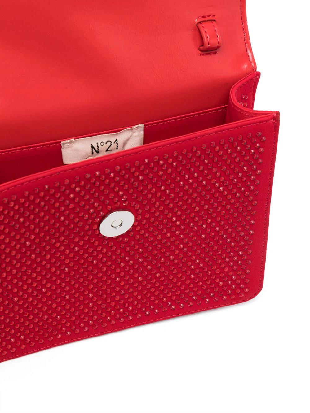 N°21 Borsa a Spalla Rossa con Applicazione Crystal