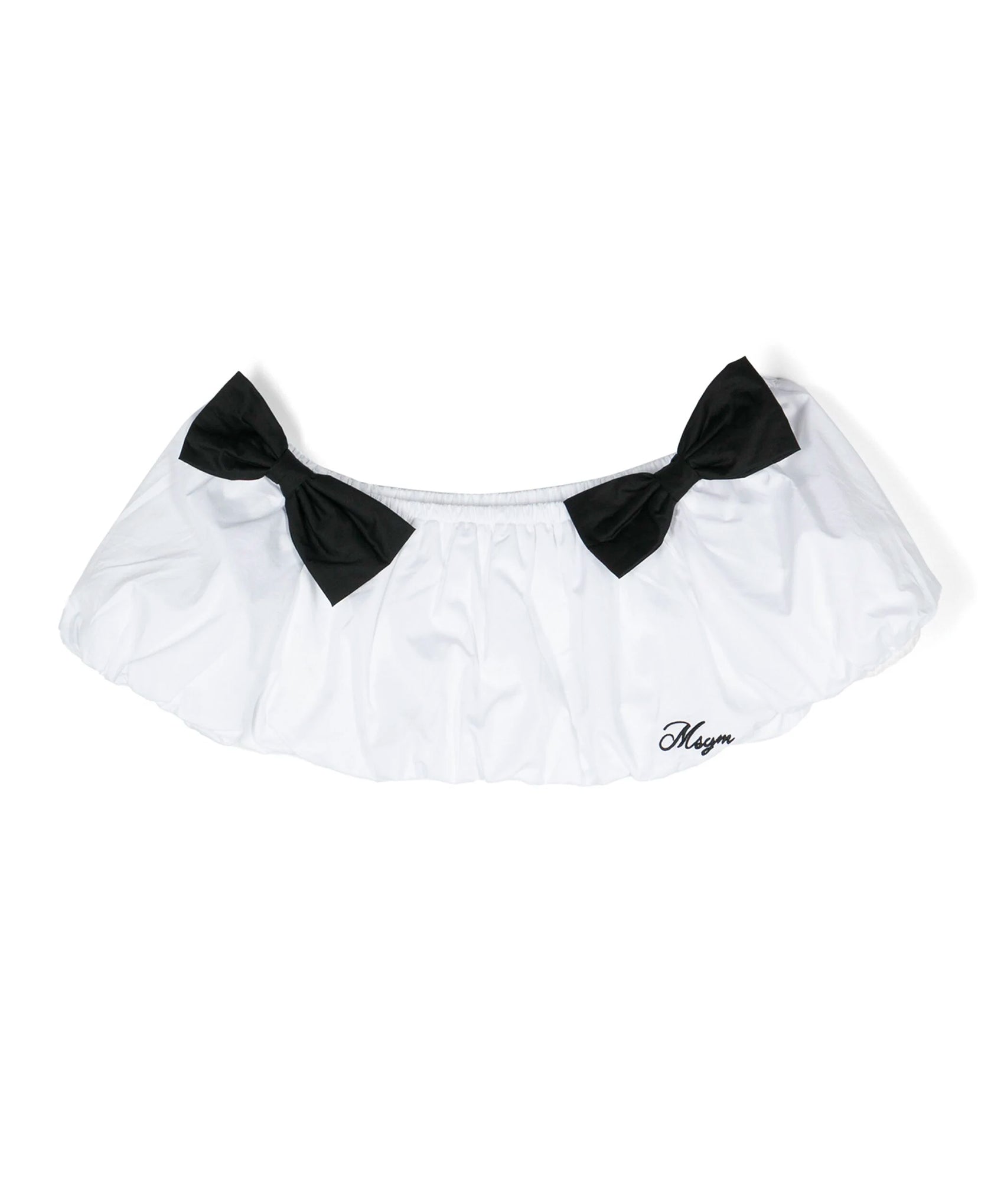 Msgm Kids Top Bianco con Fiocco