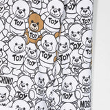 Felpa con Cappuccio Moschino Kids Bianca con Stampa Leo Teddy"