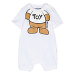 Moschino Kids Pagliaccetto Bianco con Stampa Teddy Bear