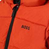 Piumino Trapuntato con Cappuccio BOSS Kids - Arancione Brillante per Bambini alla Moda