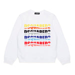 Dsquared2 Kids Felpa Girocollo Bianca con Logo Multicolor Wave