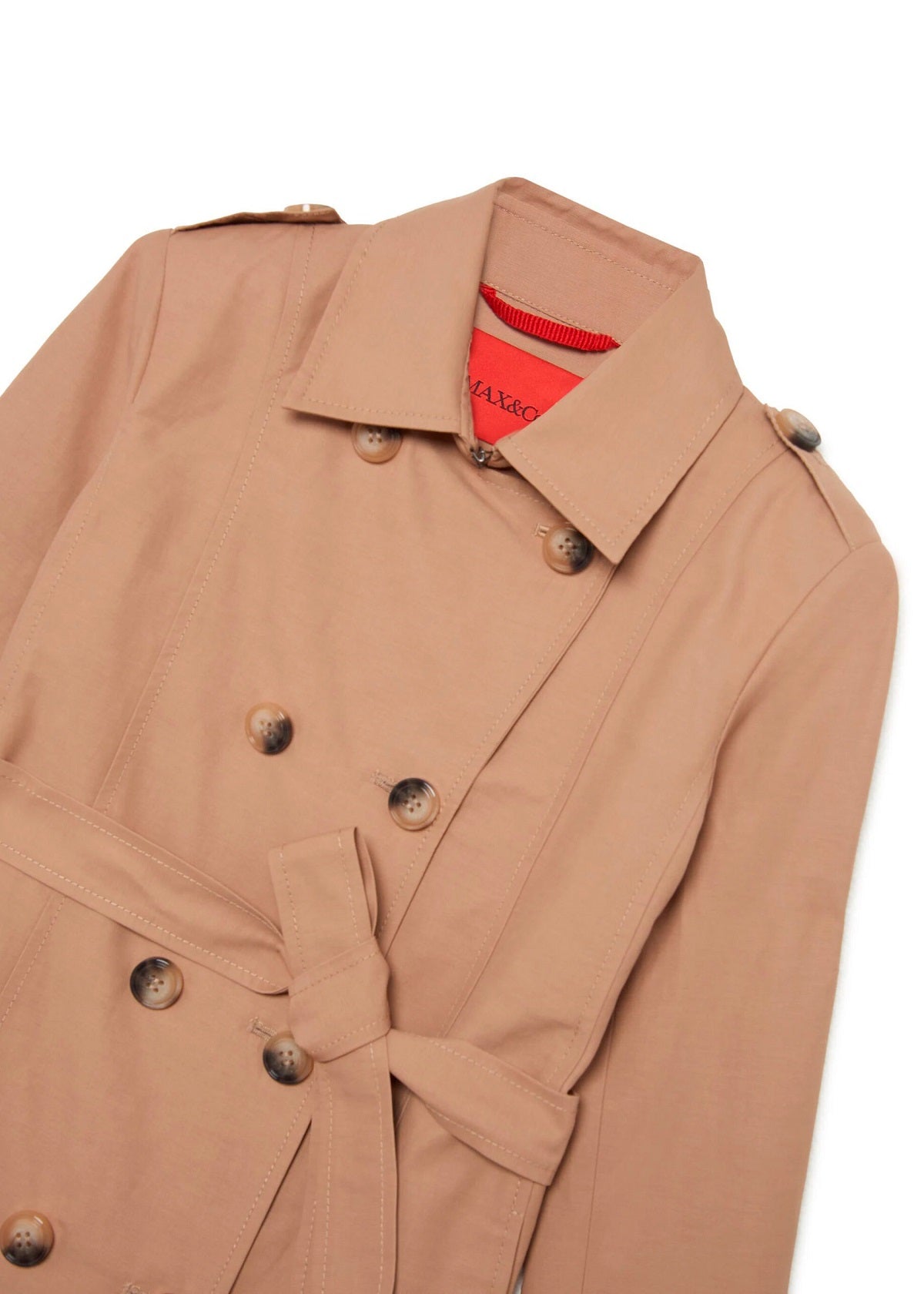 Max & Co Kids Trench Doppiopetto Beige con Cintura