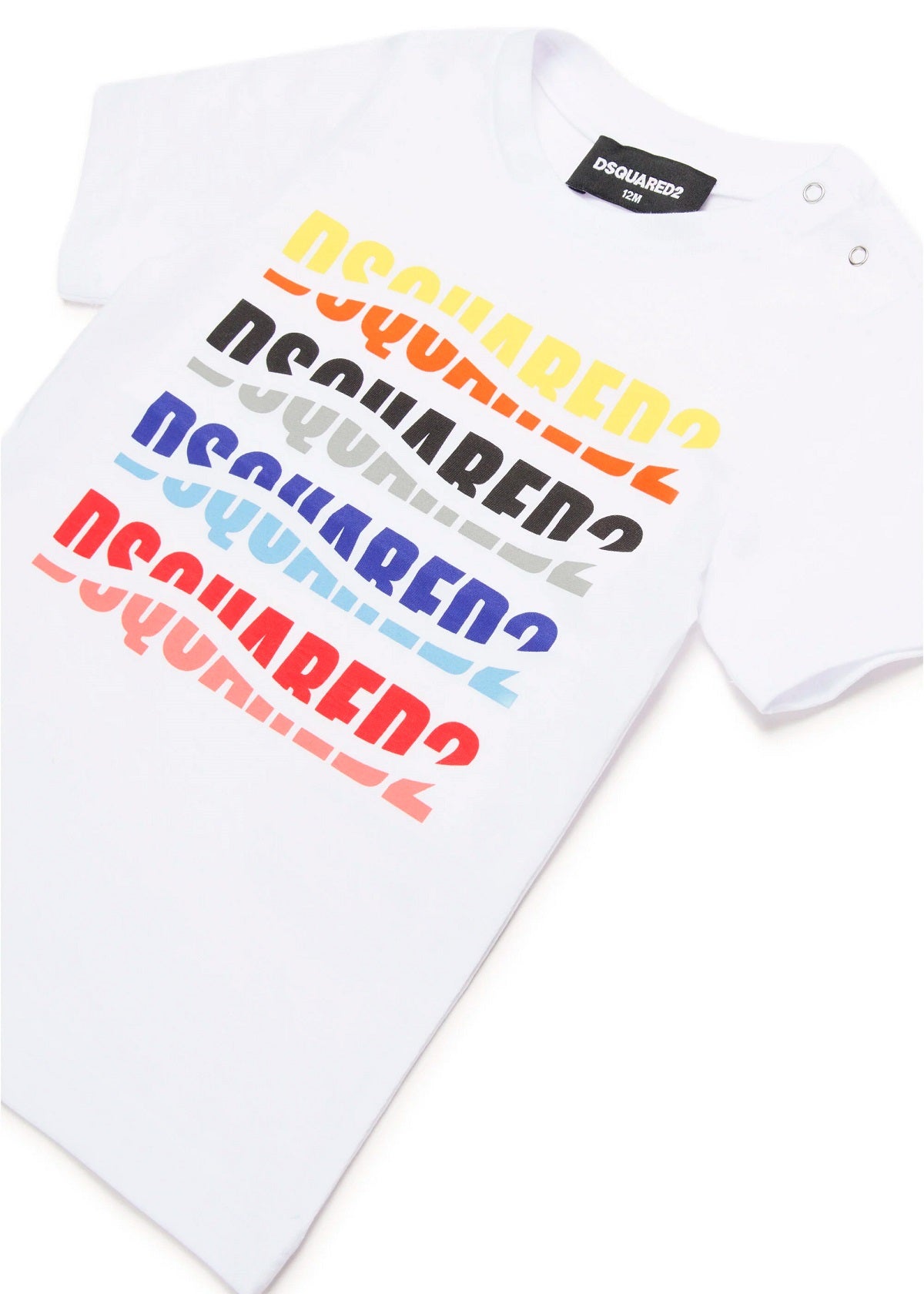 Dsquared2 Kids T-Shirt Bianca con Logo Multicolor Effetto Wave per Neonati