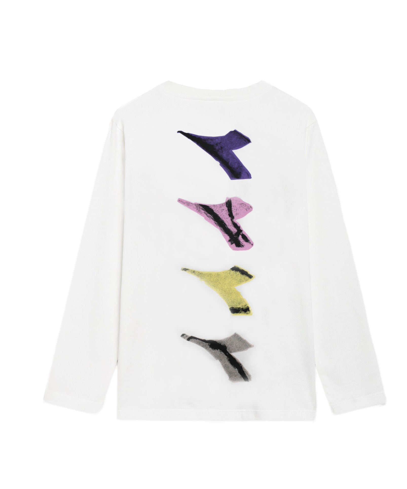 Diadora Kids T-Shirt: Maniche Lunghe Panna con Logo - Stile Sportivo per Bambini