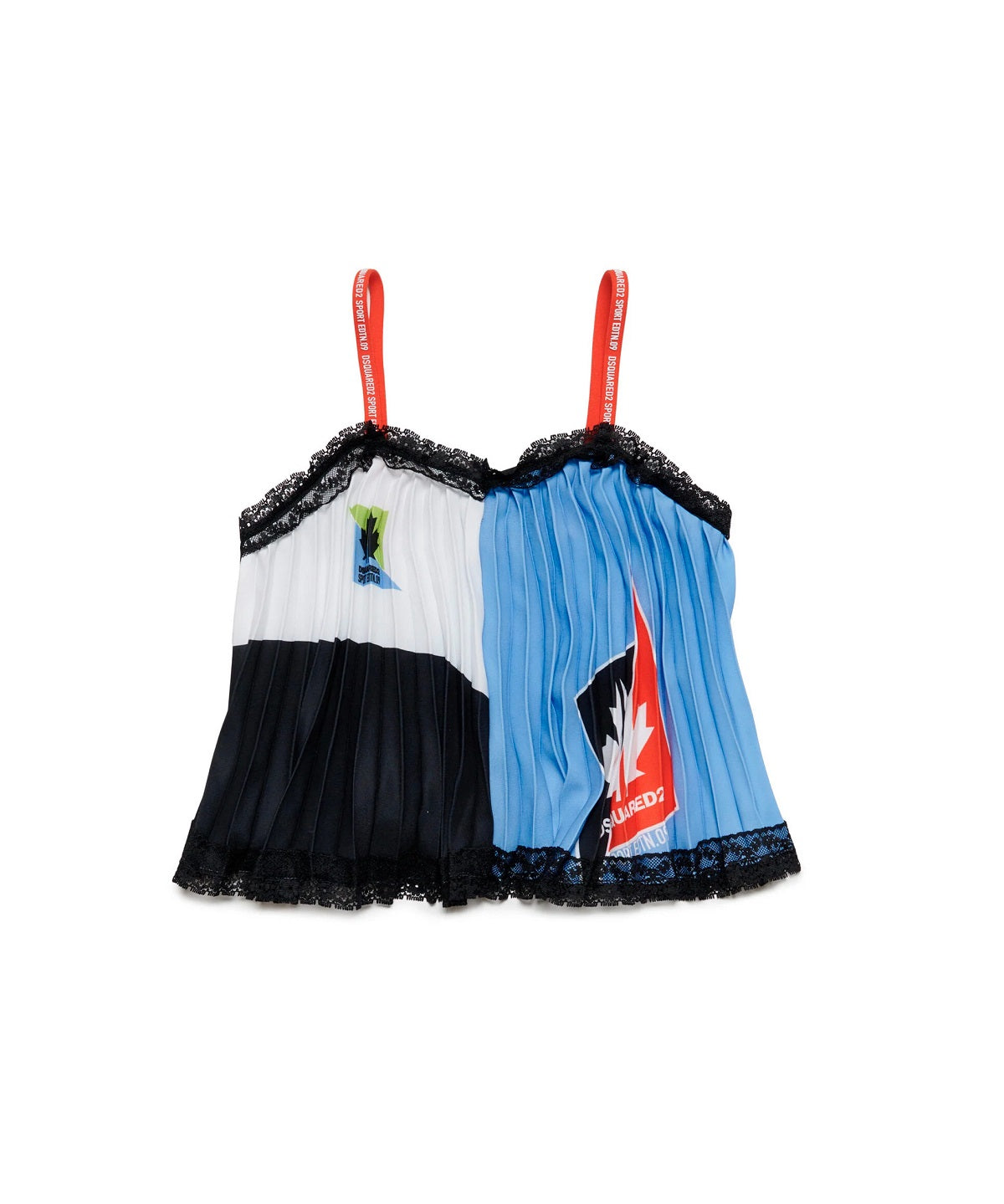 Dsquared2 Kids Top in Plissé Colorblock con Orli di Pizzo