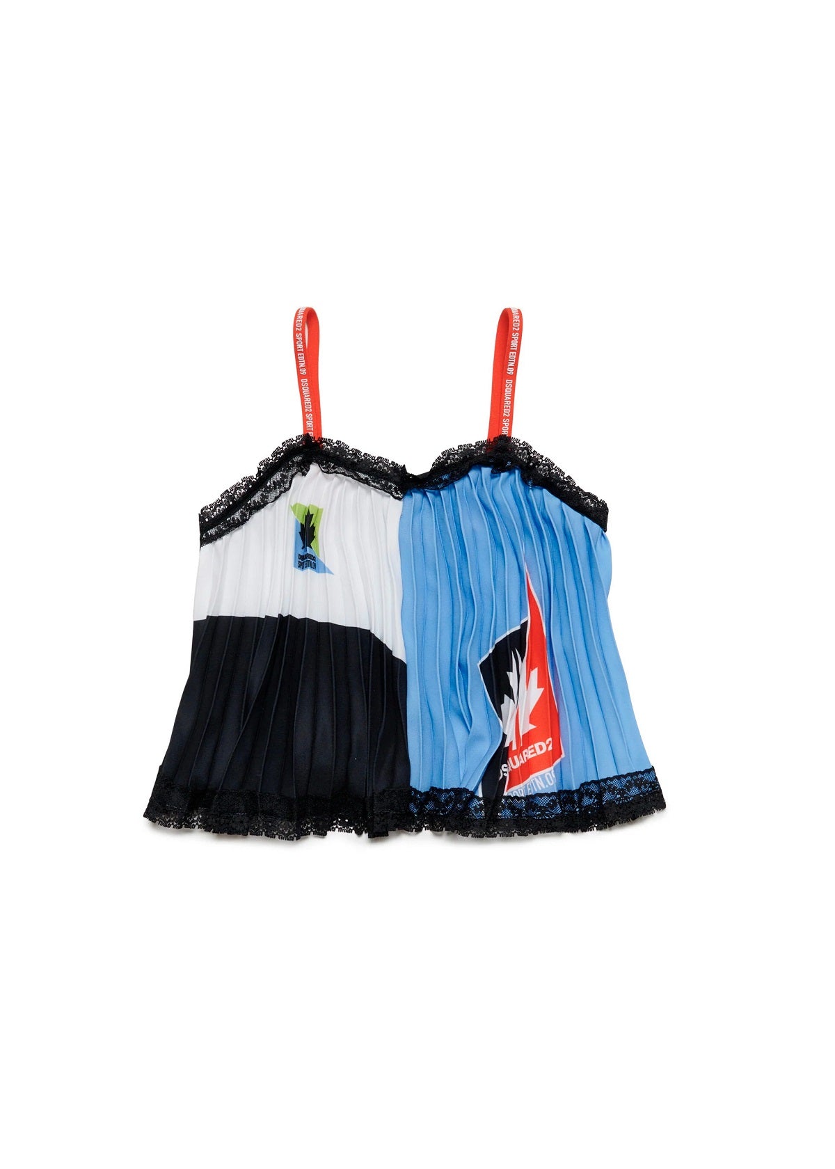 Dsquared2 Kids Top in Plissé Colorblock con Orli di Pizzo