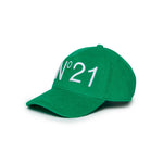N°21 Kids Cappello Verde con Visiera in Spugna