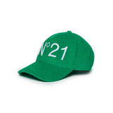 N°21 Kids Cappello Verde con Visiera in Spugna