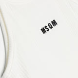 Msgm Kids Canotta Bianca a Costine con Logo