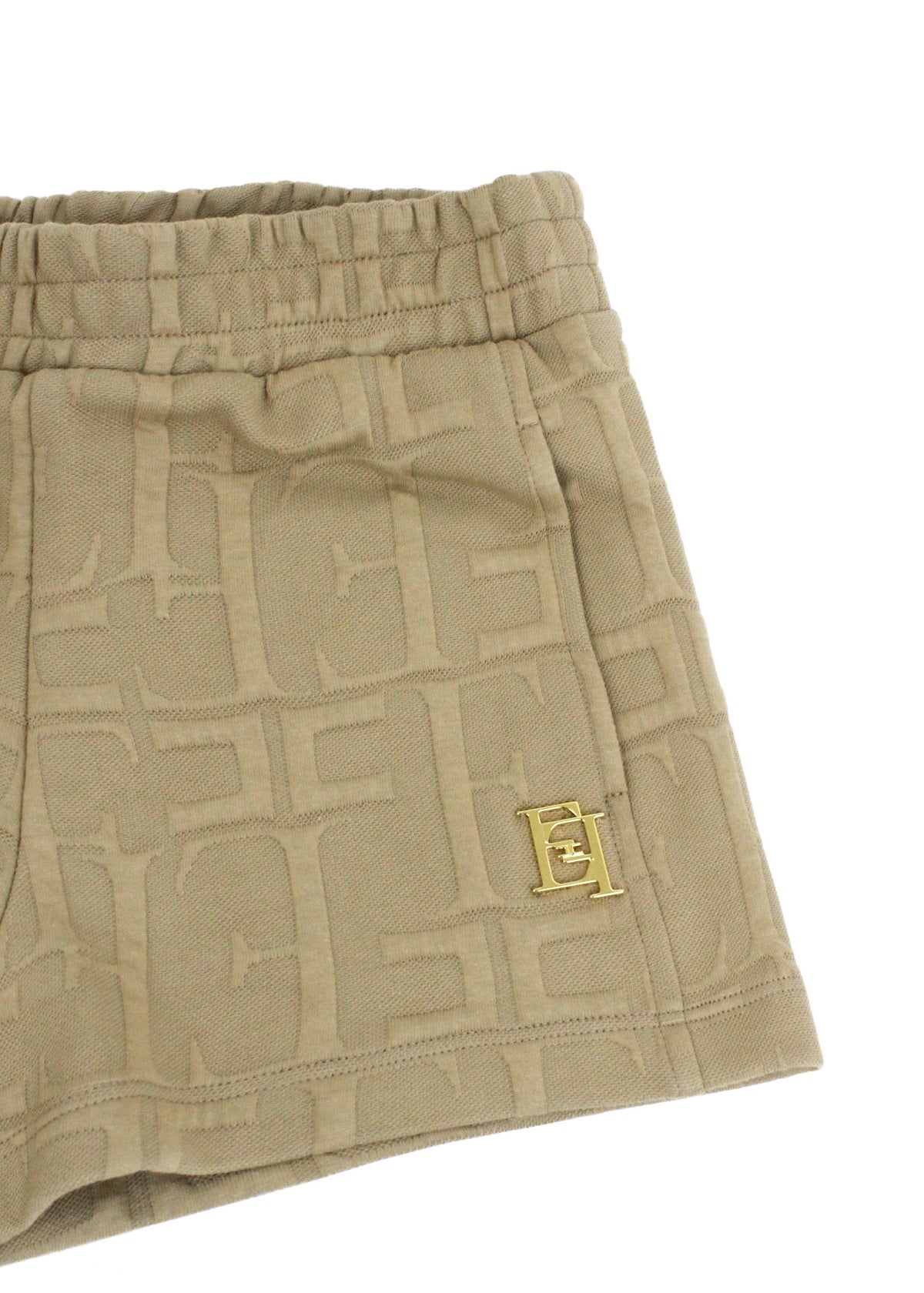 Elisabetta Franchi La Mia Bambina Short Sabbia Logo All-over (dettaglio)