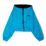 Msgm Kids Giacca Crop Turchese con Cappuccio e Zip per Bambine