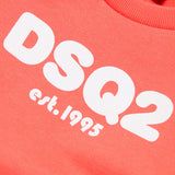 Dsquared2 Kids Felpa Girocollo Pesca con Logo DSQ2 est.1995 per Neonate