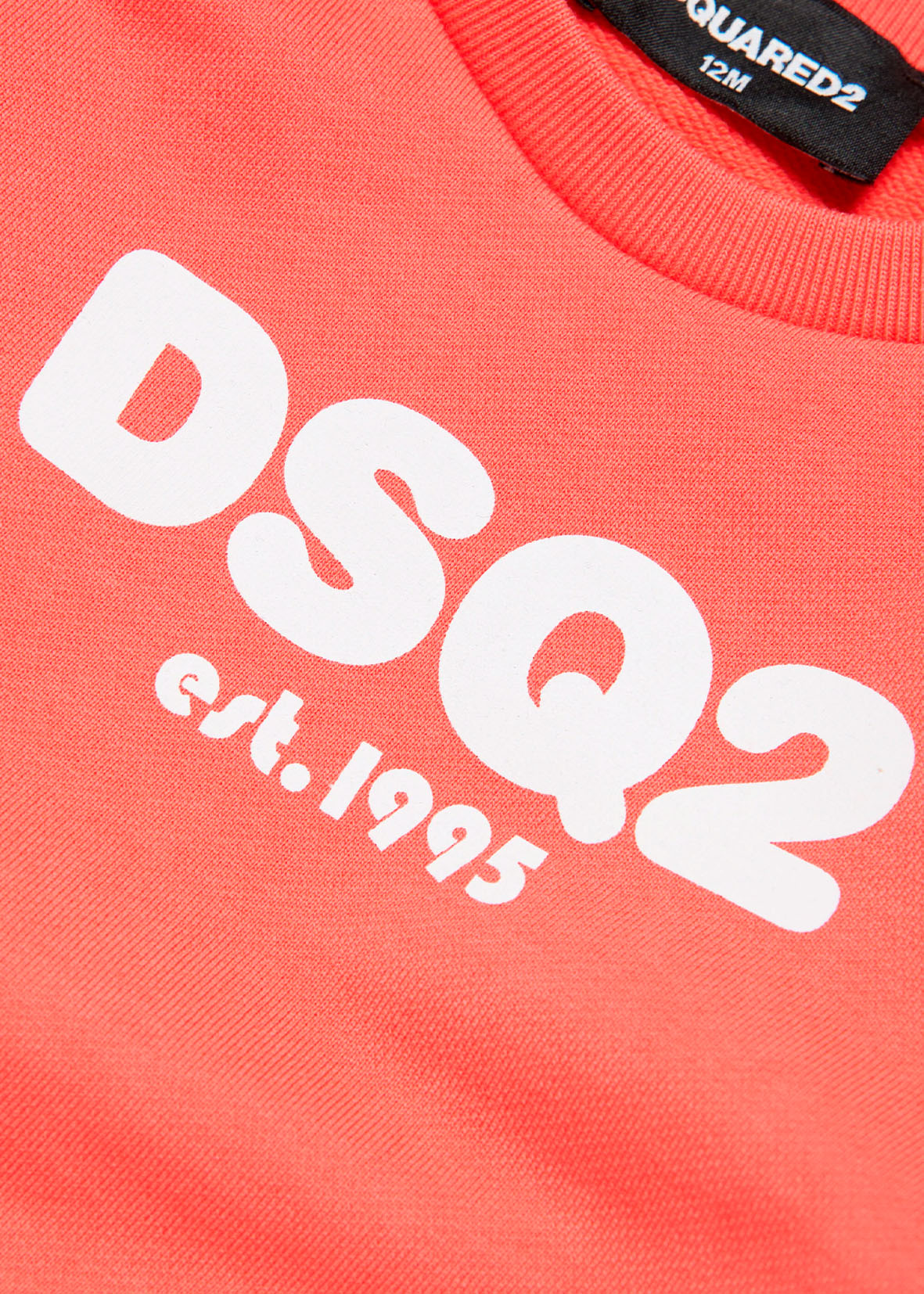 Dsquared2 Kids Felpa Girocollo Pesca con Logo DSQ2 est.1995 per Neonate