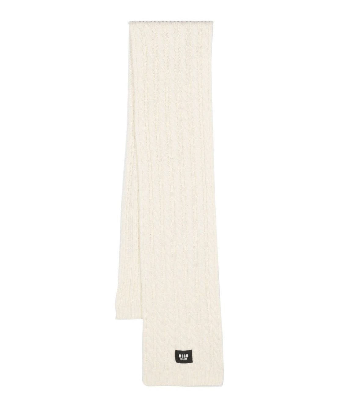 Eleganza avvolgente: Sciarpa in Lana a Coste MSGM Kids - Bianco Avorio con Applicazione Crema