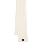 Eleganza avvolgente: Sciarpa in Lana a Coste MSGM Kids - Bianco Avorio con Applicazione Crema