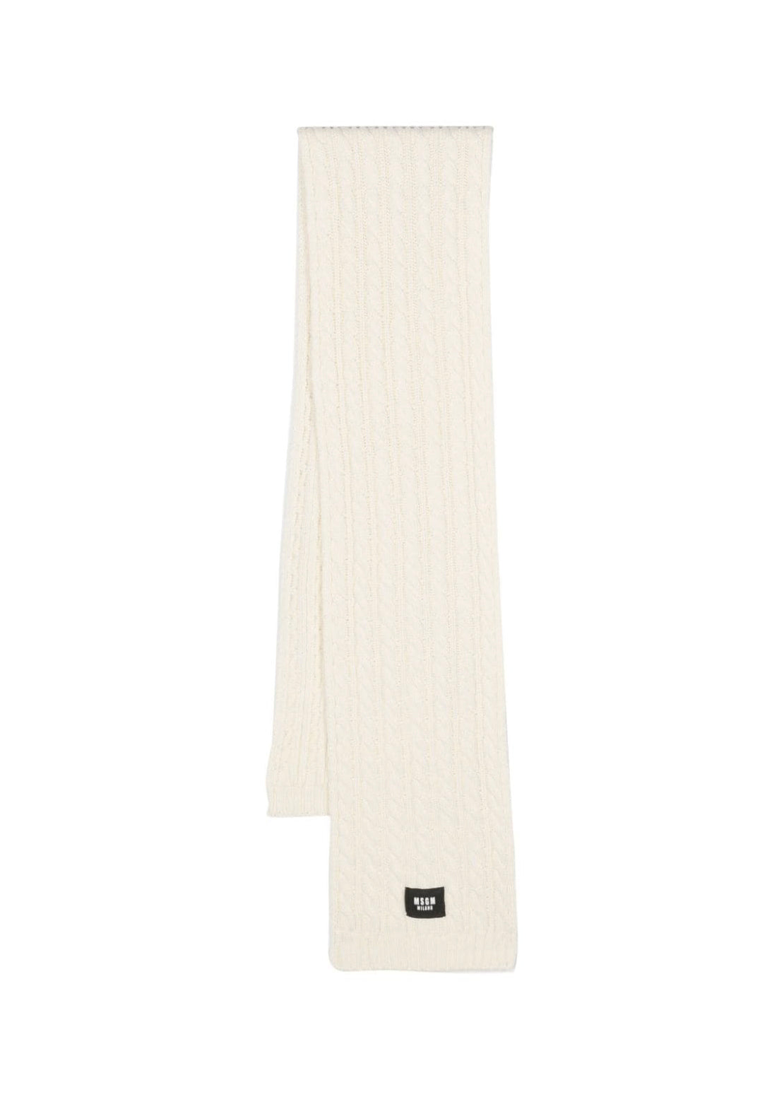 Eleganza avvolgente: Sciarpa in Lana a Coste MSGM Kids - Bianco Avorio con Applicazione Crema