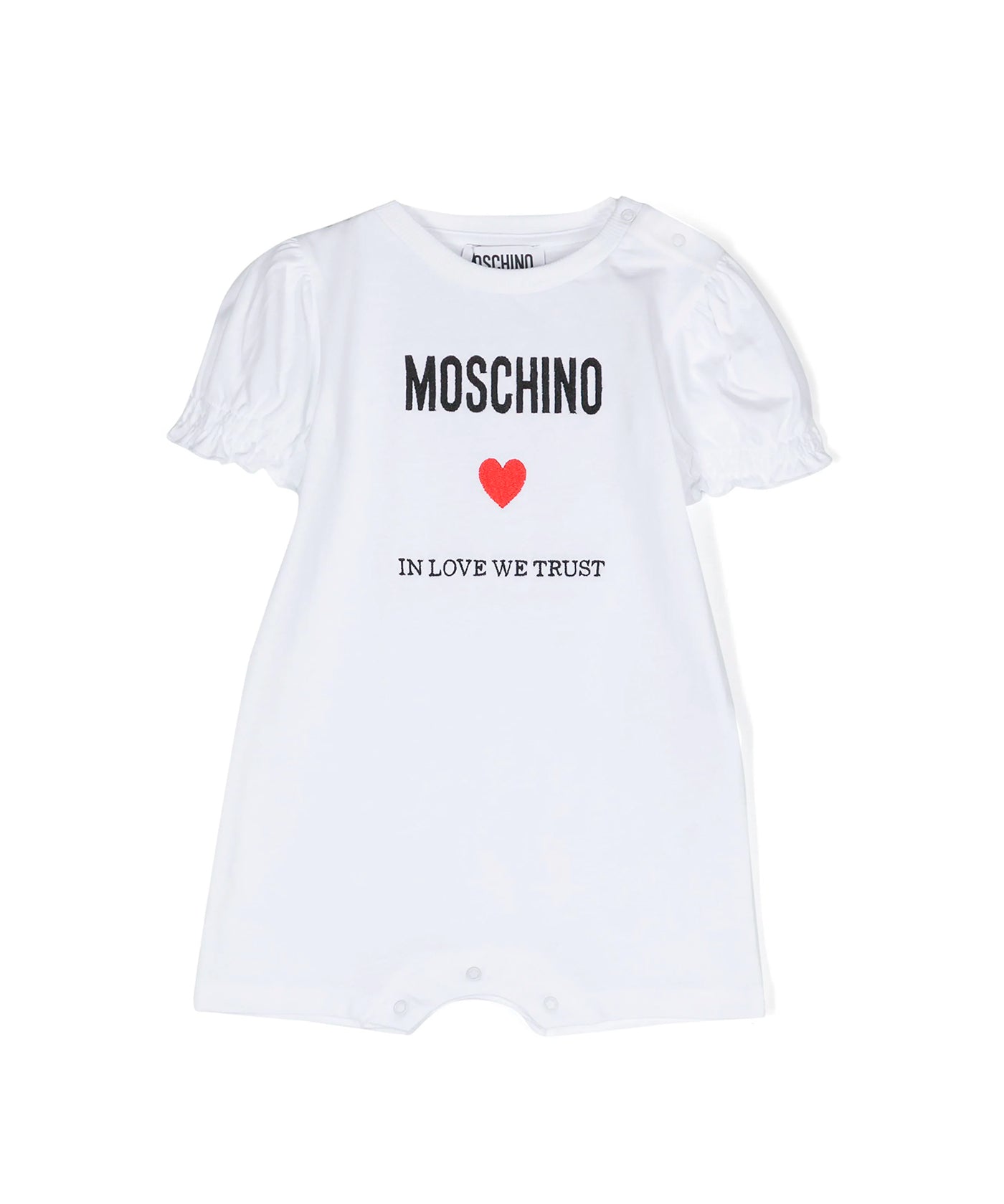 Moschino Kids Pagliaccetto Bianco con Ricamo Logo