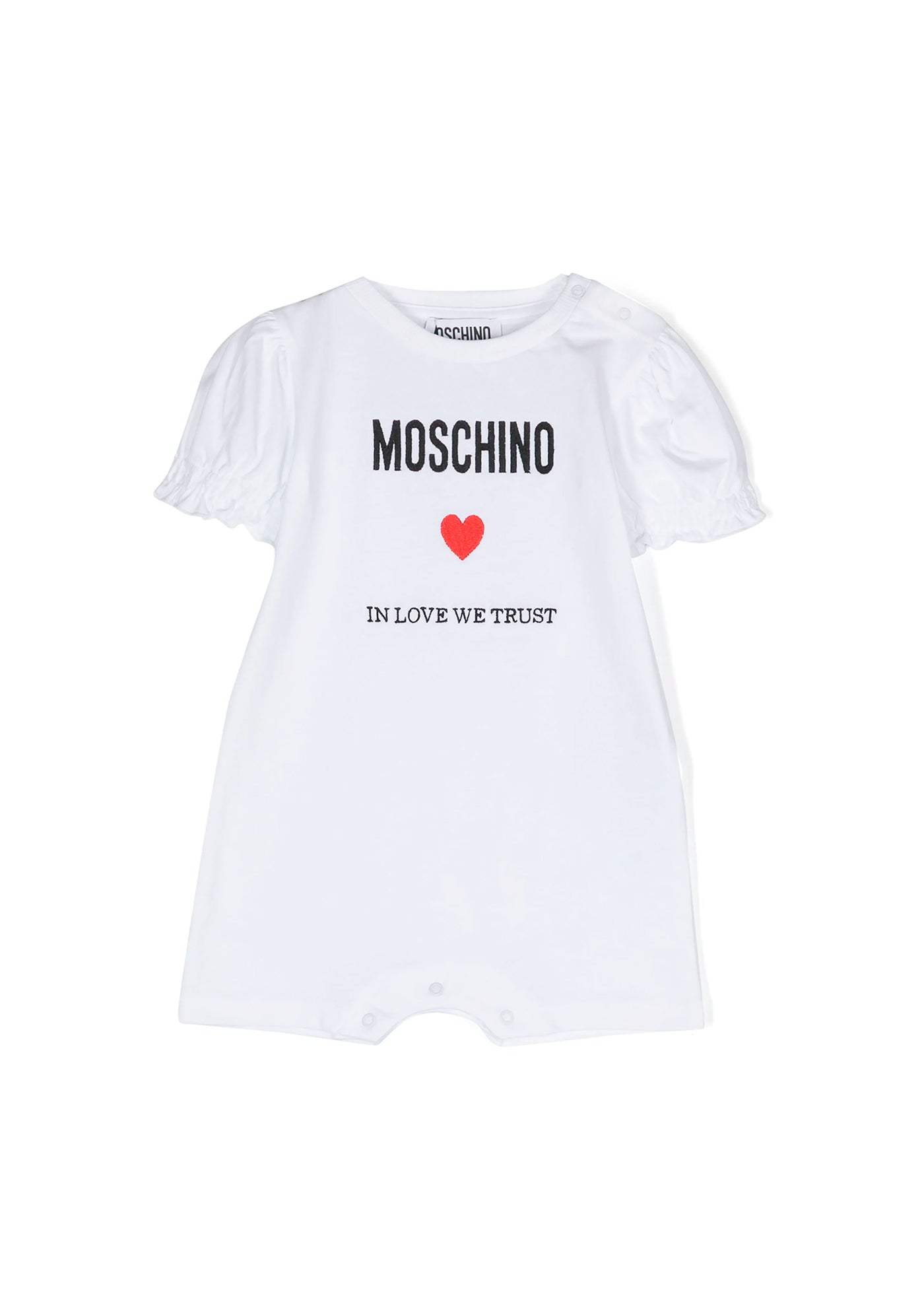 Moschino Kids Pagliaccetto Bianco con Ricamo Logo