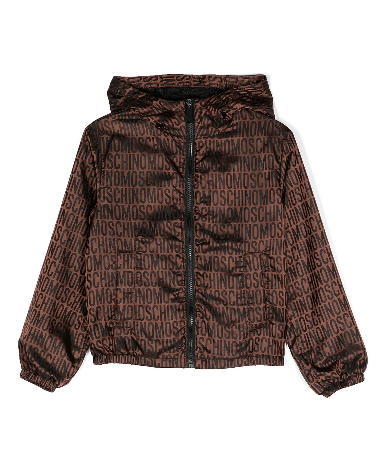 Moschino Kids Giubbino Antivento Marrone Monogram All-over