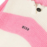 MSGM Kids Maglione a Righe in Misto Lana Rosa/Panna | Stile e Comfort per le Piccole Fashioniste