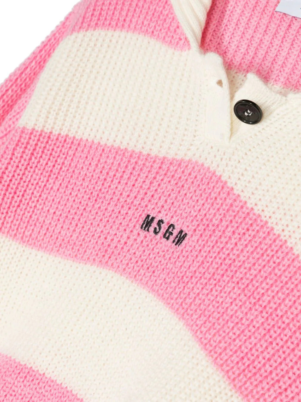 MSGM Kids Maglione a Righe in Misto Lana Rosa/Panna | Stile e Comfort per le Piccole Fashioniste