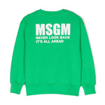Msgm Kids Felpa Verde con Stampa Logo