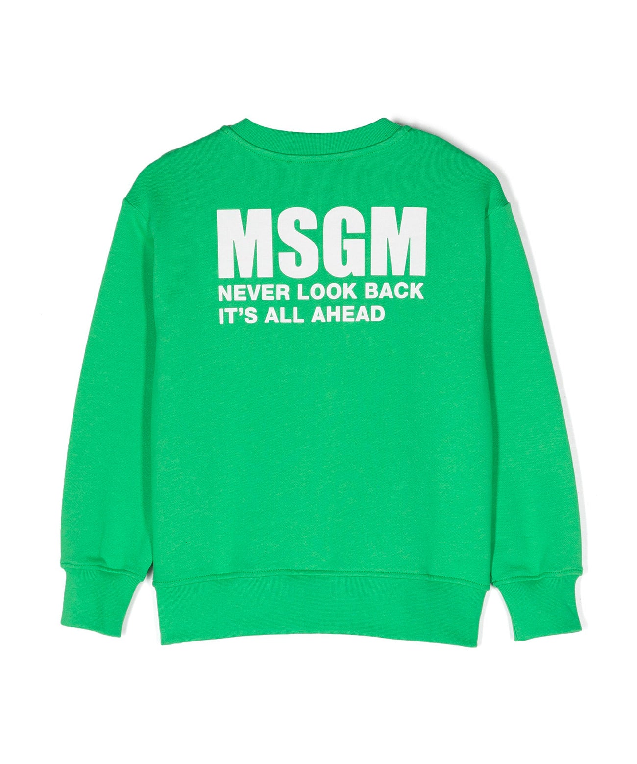 Msgm Kids Felpa Verde con Stampa Logo
