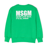 Msgm Kids Felpa Verde con Stampa Logo