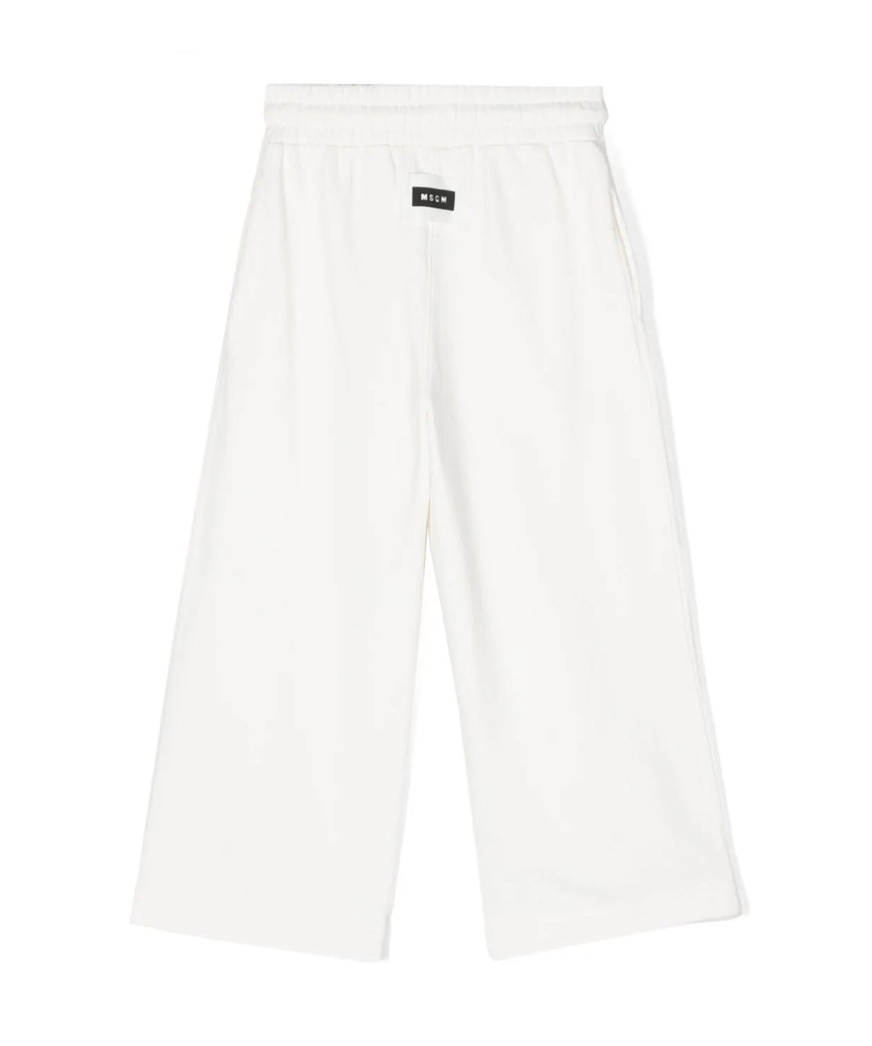 Eleganza sportiva per i più piccoli: Pantaloni Sportivi a Gamba Larga MSGM Kids - Bianco Crema con Logo Applicato