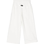 Eleganza sportiva per i più piccoli: Pantaloni Sportivi a Gamba Larga MSGM Kids - Bianco Crema con Logo Applicato
