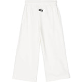 Eleganza sportiva per i più piccoli: Pantaloni Sportivi a Gamba Larga MSGM Kids - Bianco Crema con Logo Applicato