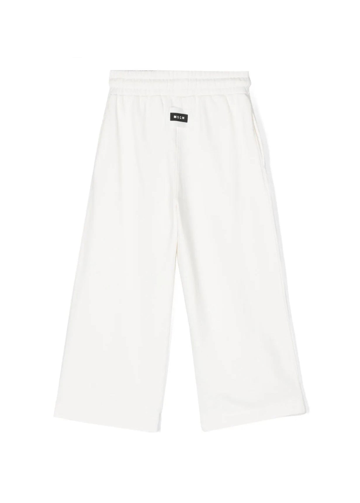Eleganza sportiva per i più piccoli: Pantaloni Sportivi a Gamba Larga MSGM Kids - Bianco Crema con Logo Applicato