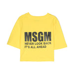 Msgm Kids T-Shirt Crop Gialla con stampa