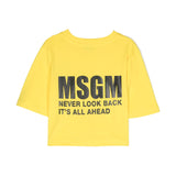 Msgm Kids T-Shirt Crop Gialla con stampa