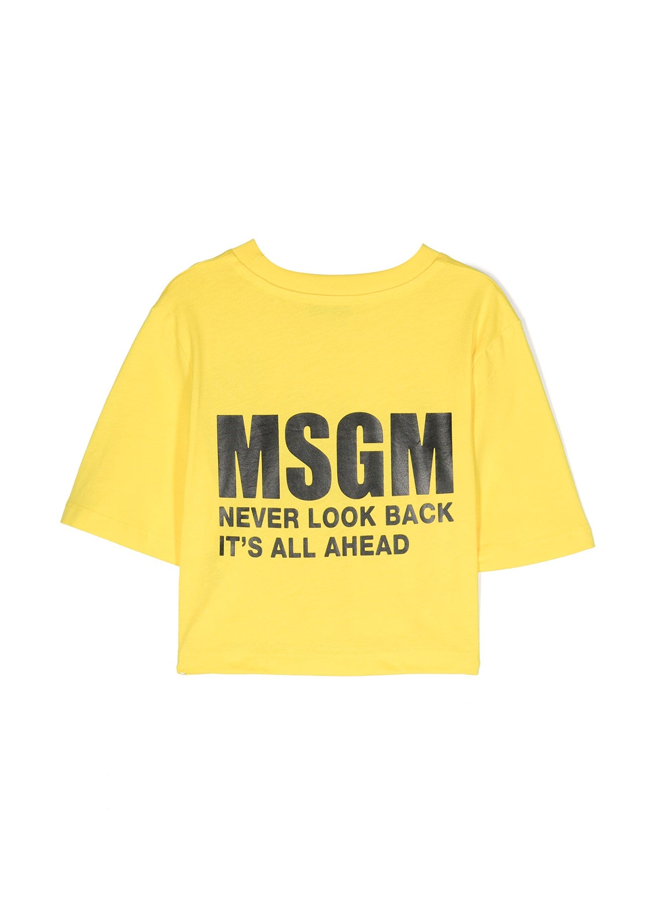 Msgm Kids T-Shirt Crop Gialla con stampa